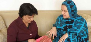 Rangina Hamidi – Afghan-American activist & entrepreneur – explains the ancient art of ‘khamak’ embroidery to Kalpana Biswas.